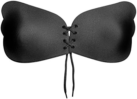 Boss Babe Self Adhesive Bra Strapless Silicone Push Up Invisible Reusable Bras For Women (A, Black)