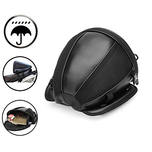 ixaer Motorcycle Backseat Saddle Tail Bags Bicycle Sports Waterproof Bike Cycling Basket Handle Bar Bag Back Seat Carry Bag Luggage Tail Bag (Black)