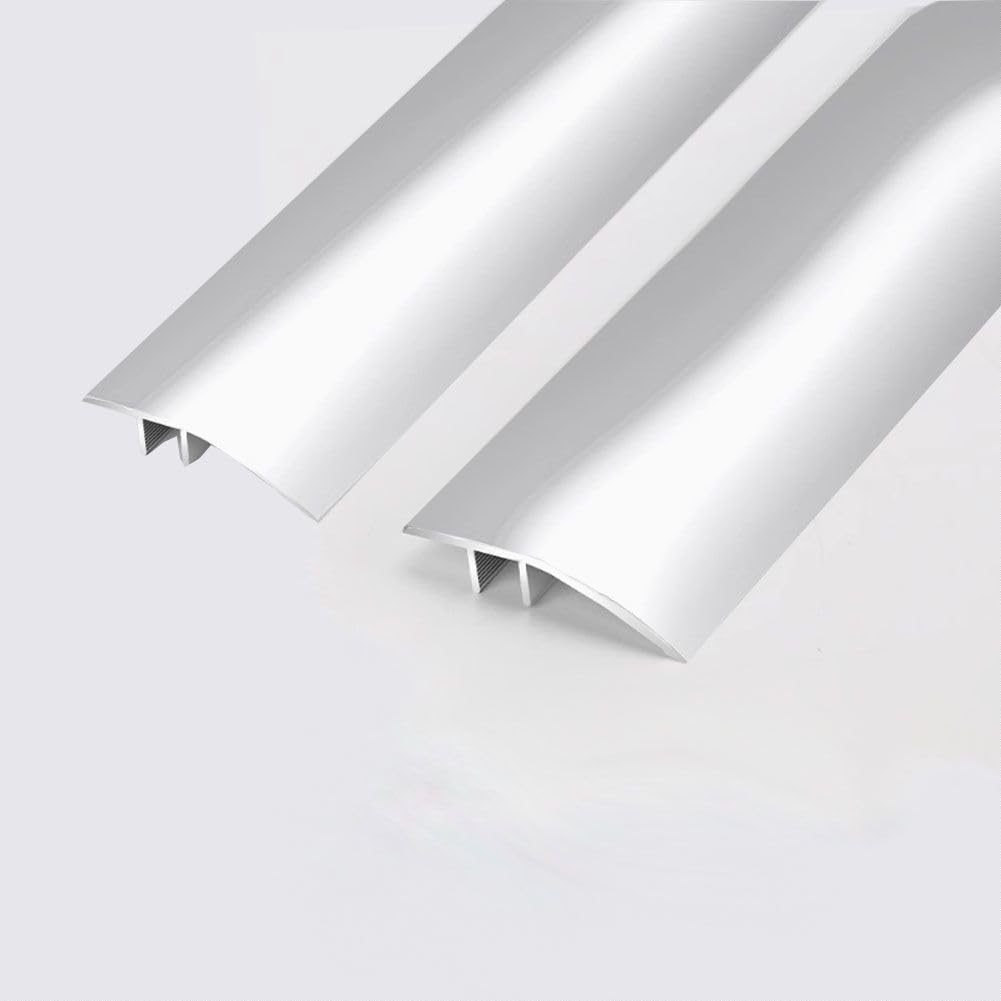 2 Pack Aluminum Floor Transition Strip Door Bar,Floor Bar for Doorways Threshold Ramp Tile Laminate Planks,Bridge The Height Between 6-12mm(Silver,0.9m × 4.3cm)