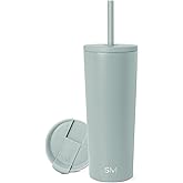 Simple Modern Insulated Tumbler with Lid and Straw | Iced Coffee Cup Reusable Stainless Steel Water Bottle Travel Mug | Gifts for Women Men Her Him | Classic Collection | 24oz | Sea Glass Sage