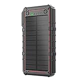 Solar Charger 15000mAh, Ayyie Solar Power Bank Portable Dual USB Solar Phone Charger, Fast Charger Technology External Battery Pack with 4LED Flashlight for Smartphones Tablet Camera