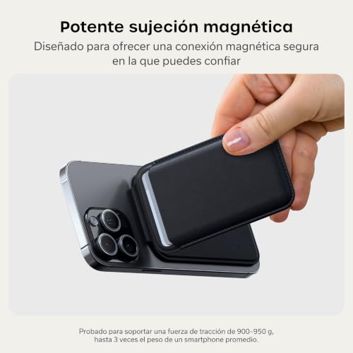 Satechi Cartera magnética Magsafe, tarjetero con doble solapa, 4 ranuras con NFC frontal, soporte ajustable para iPhone 17/16/15/14/13/12, accesorio de viaje, color negro