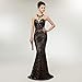 Leyidress Women's Sexy Sequins Trumpet Mermaid Dresses Evening Dress Long Party Prom Gown 4 Black