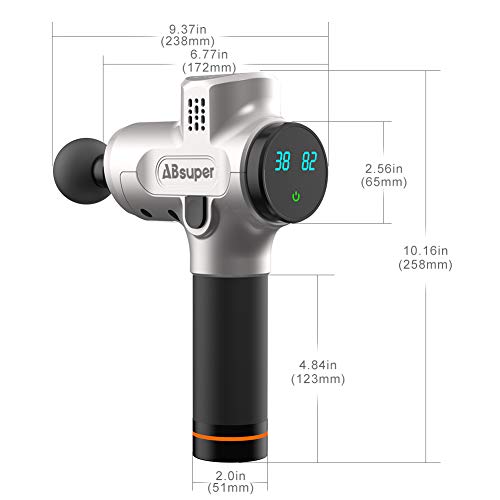 Massage Gun, ABsuper Upgraded Percussion Massager, Deep Tissue Massager with Four Different Heads for Different Muscle Groups, Cordless Handheld Massager for Muscles, Neck, Back, Leg, Shoulder, Hand