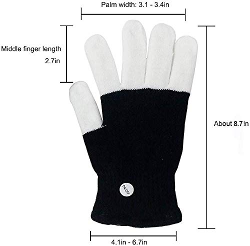 LED Gloves Yostyle Flashing Light up Gloving Colorful Fingers Gloves Sets Glow battery powered Best Gifts for Novelty Game Light Show Halloween Costume Rave Concert Birthday Party Favors,Gifts (Adult -6 Modes 3 Colors 15Hrs )