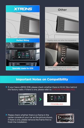 XTRONS Android 14 Car Radio for BMW E39 M5, 7 Inch IPS Octa Core 4+64GB Car Radio with Navigation System, Built-in 4G LTE Gyroscope Sensors Car Play AKM DSP GPS Bluetooth WiFi DVD