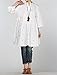 Mordenmiss Women's Notched Embroidery Half Dress Button Down Flared Blouse Tunic L White