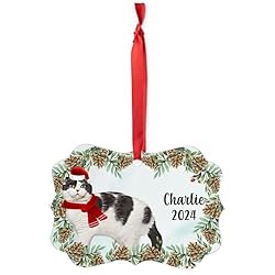 Bicolor Scottish Fold Cat Christmas Ornament 2024