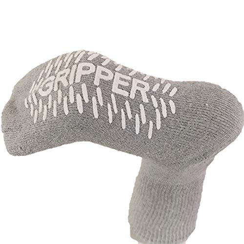 USBingoshop 12 Pairs Mens Non-slip Physicians Approved Non Slip Anti Skid Grip Cotton Hospital Crew Diabetic Socks Cotton (12 Pairs D-NonSlip-Grey)