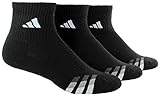 Adidas Men's 3-Pack Cushion Quarter Socks- Black