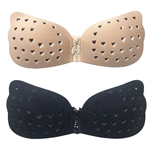 1Pc Sexy Hollow Breathable Women Invisible Breast Lift Push-up Bra Strapless Bra Backless Bra Nipple Cover Sticker, for Swimsuit,Evening Dress,Wedding Dress,Backless Dress Skin B