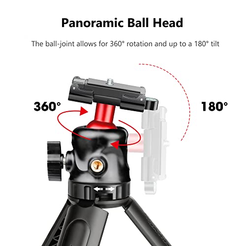 Manbily Mini Phone Camera Tripod Stand with Removable Ball Head & Cellphone Holder,Portable Handheld Grip Desktop Tabletop Small Vlog Tripod Mount for DSLR Camera/iPhone/Webcam (MT-07)