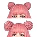 REECHO 2 PCS Mini Claw Clip in Messy & Cat Ears Hair Bun Extensions Wig Accessory Updo Hair Pieces for Women Girl- Light Pinkthumb 2