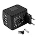 Travel Adapter JMFONE International Tavel Power Adapter 4 USB Wall Charger Worldwide Travel Charger Universal AC Wall Outlet Plugs for US, EU, UK, AU 160 Countries (black)