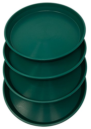 Matri Round Plastic Plant Saucer 9″ Set of 4 Units (Green Color)