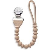 Itzy Ritzy Silicone Pacifier Clip, Binky Clip Holder for Babies (Toast) | 100% Food-Grade, BPA-Free Silicone Pacifier Clip with Secure Clasp, One-Piece Design, Keeps Pacifiers, Teethers &amp; Toys Close
