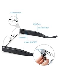 Gafas de cámara ocultas con grabación de vídeo, grabadoras de vídeo digital de cámara pequeña, grabadora de espía DVR para deportes al aire libre para grabación de conferencias, tarjeta de 16 G incluida.
