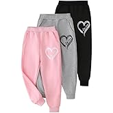 Jolyshlid Girls Sweatpants - 3 Pack Teen Girls' Athletic High Waisted Joggers Pants with Pockets Multicoloured 4-14Y