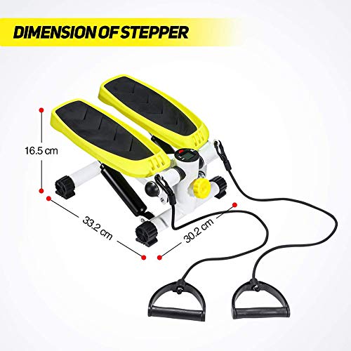 KENL-Stepper-Stair-FitnessMini-Stepper-Fitness-Cardio-Exercise-TrainerHeight-Adjustable-Stepper-Twisting-MachineStepper-Exercises-Equipment-LCD-Monitor-and-Resistance-Bands-Women-ManYellow