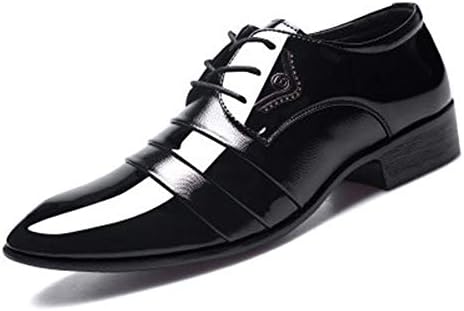 Mens Patent Leather Tuxedo Dress Shoes Lace up Pointed Toe Oxfords