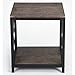Vintage Dark Brown Black Metal Frame Side End Table with Lower Shelf