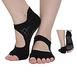 YOFIT Yoga Socks Double Non Slip Barre Socks Toe for Women (Black)