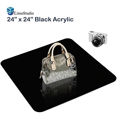 LimoStudio 24 Inch Acrylic Black Reflective Display Table Background Board, Product Table Top Photography Shooting, AGG1825