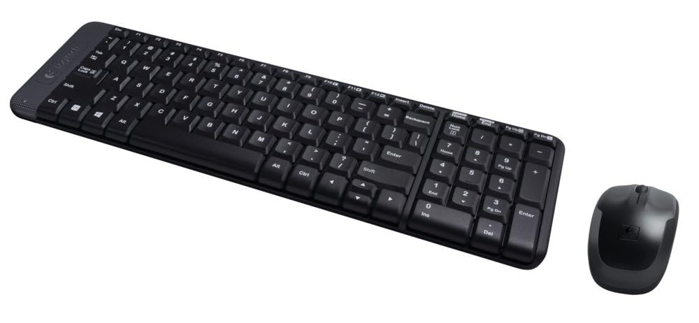 Logitech MK220 Compact Wireless Keyboard and Mouse Combo for Windows, QWERTY US International Layout - Black