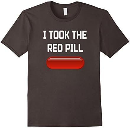 Mens I Took The Red Pill- Conspiracy Theory T-Shirt XL Asphalt