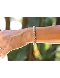SWEETV - Pulseras de boda con circonita cúbica para novias, damas de honor, mujeres