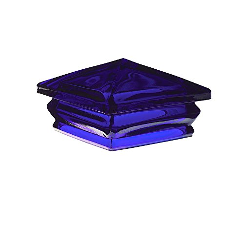 WoodwayGlass Pyramid Post Cap, fits 3.5", in Cobalt Blue, 1 PC