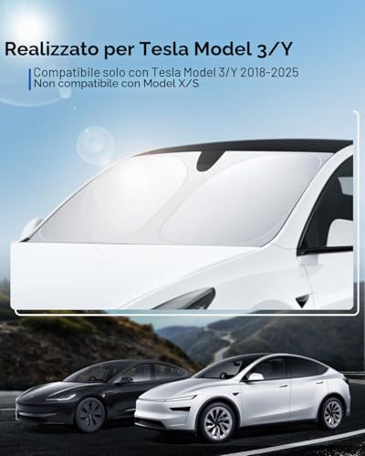 LANTU Windscreen Screen for Tesla Model 3/Y Folding Sun Shade with Storage Bag Blocks UV Rays Umbrella Model 3/Y 2018-2026 Highland Juniper Accessories