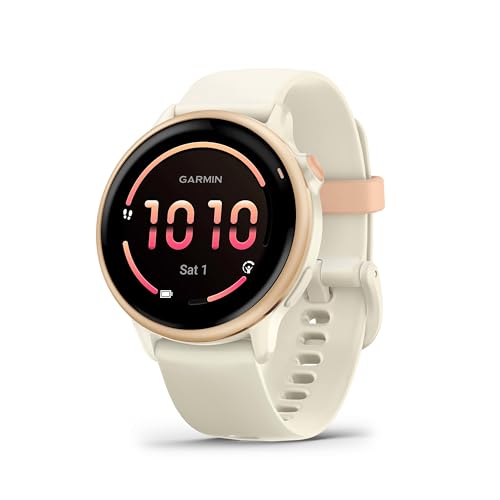 Garmin Vivoactive 6, 42 mm, GPS-Fitness-Smartwatch, Bone/Pink Dawn Metallic