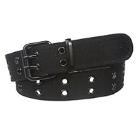 Double Hole Grommets Canvas Web Belt, Black | l (36"~38")