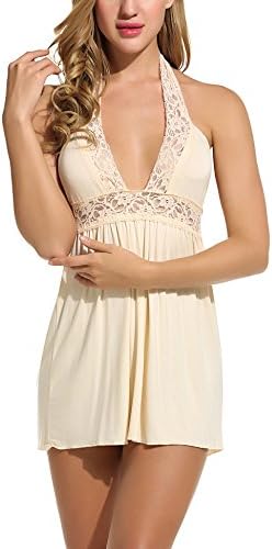 Avidlove Women Lingerie Lace Chemise Sleepwear Babydoll Set Mini Dress