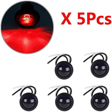 Partszone 5pcs 3/4" Smoke/Red LED Clearance Trailer Marker Light Flush Mount Hot Spot 1 Led Markers Sealed, Side Marker lights, Led Trailer Marker lights, Trailer Marker Light