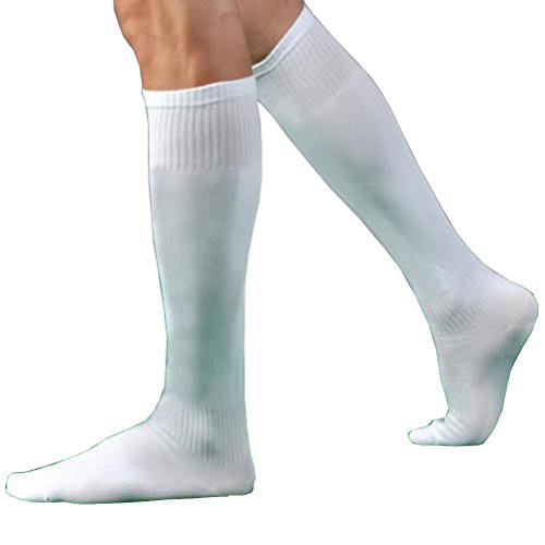 Tuesdays2 Unisex Knee High Solid Sport Tube Compression Soccer Socks 1 Pair (White)