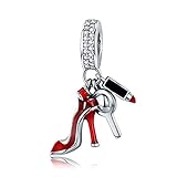 Syangpang 925 Sterling Silver high Heels Pendants Fashion Personality fit Pandora Charms Bracelets Necklaces (Clear Heel Shoes)