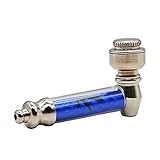 SMOKEWAY Alloy pipa Modern Leaf Design Includes 5 Stainless Steel Screen Filters (Blue)