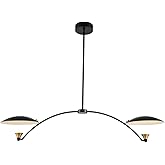 Kalco 513661BWB Redding Chandelier, 1-Light LED 11 Watts, Matte Black w/White and Brass Accent