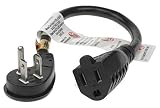 SF Cable, 1ft Heavy Duty Ultra Low Profile Angle NEMA 5-15P to 5-15R with 12" 14/3 AWG SJT