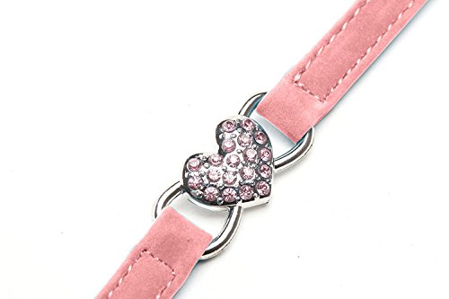 WZPB Adjustable Dog Necklace Cat Collar with Crystal Heart Charm and Bells(2 Set) - Thumbnail 4