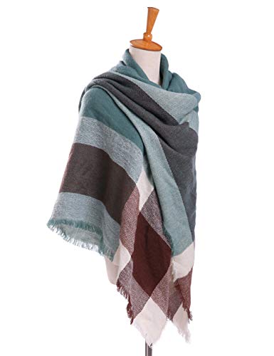 Bess Bridal Women's Plaid Blanket Winter Scarf Warm Cozy Tartan Wrap Oversized Shawl Cape