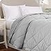 Lightweight Queen Goose Down Alternative Quilted Blanket with Satin Trim. Romana Collection by Home Fashion Designs High Rise Grey