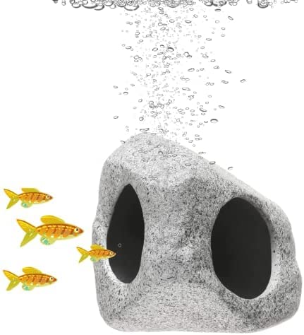 ANMOO Pet Rock Aquarium Cave Fish Tank Hideaway, Non-Toxic Ceramic Freshwater Decor for Fish Shrimp Breeding
