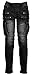 ANGEL COLA Men's Biker Slim Distressed Washed Cotton Cargo Jeans Washed Black 38