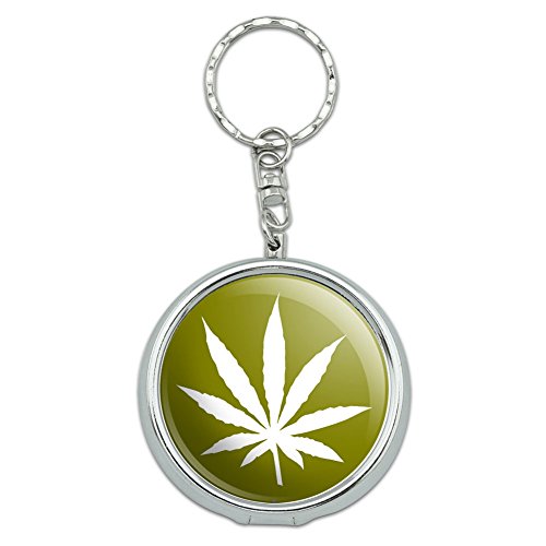 Graphics and More Portable Travel Size Pocket Purse Ashtray Keychain Marijuana Pot Weed - Marijuana Leaf - Olive