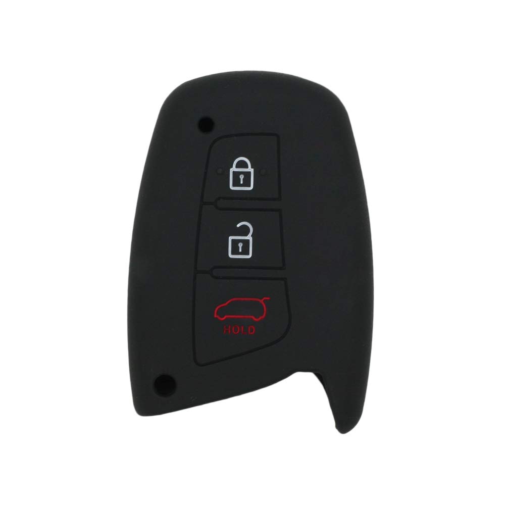 BROVACS Silicone Cover Protector Case Holder Skin Jacket Compatible with HYUNDAI Santa Fe ix45 3 Button Remote Smart Key Fob CV9105 Black