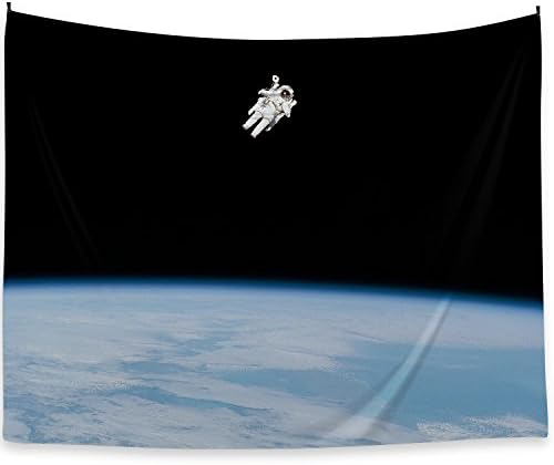 Ofat Home Astronaut and Earth Tapestry Wall Hanging Art Decor Black Blue Universe 59''x78.7''