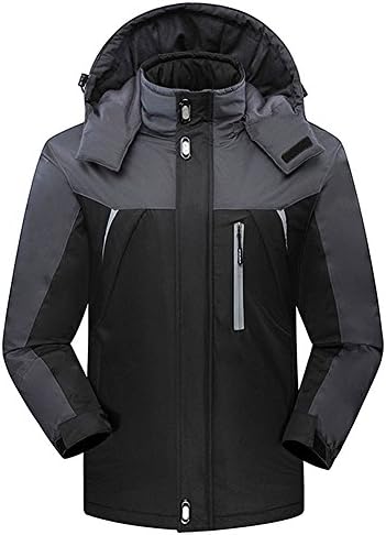 Honeyoutdoor Men's Winter Coat All-Weather Windproof Fleece Hooded Ski Jacket,5XL=US L,Black